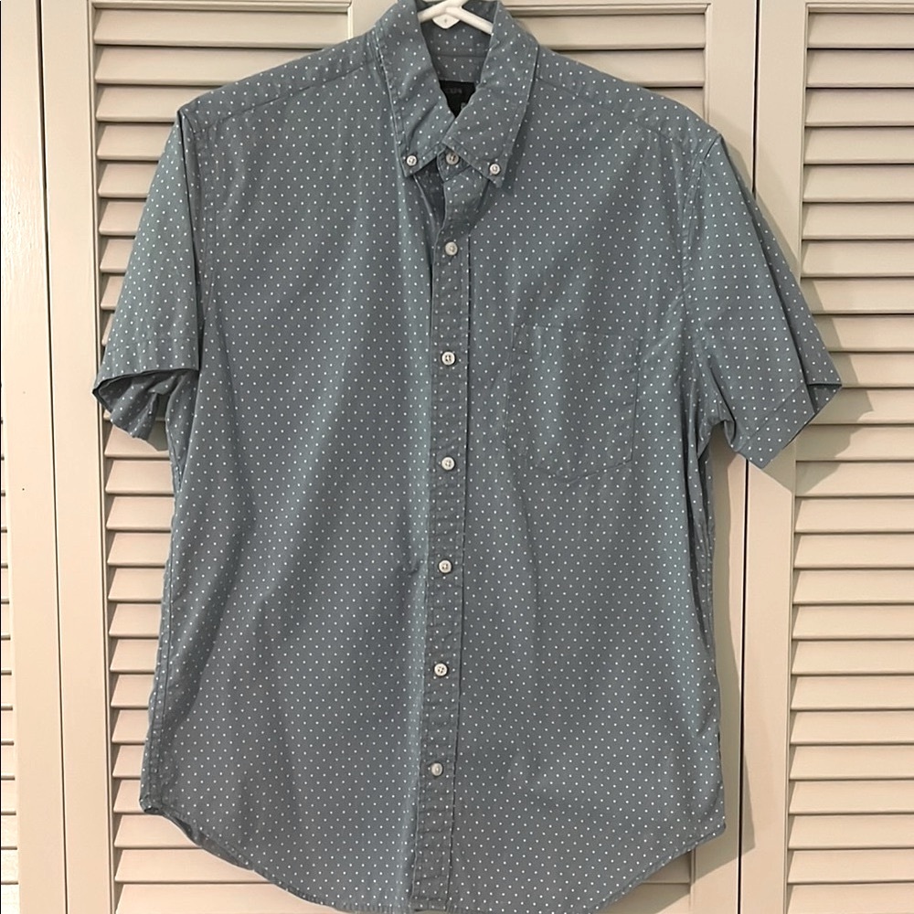 Jcrew Polka Dot Button Down Short Sleeve Shirt